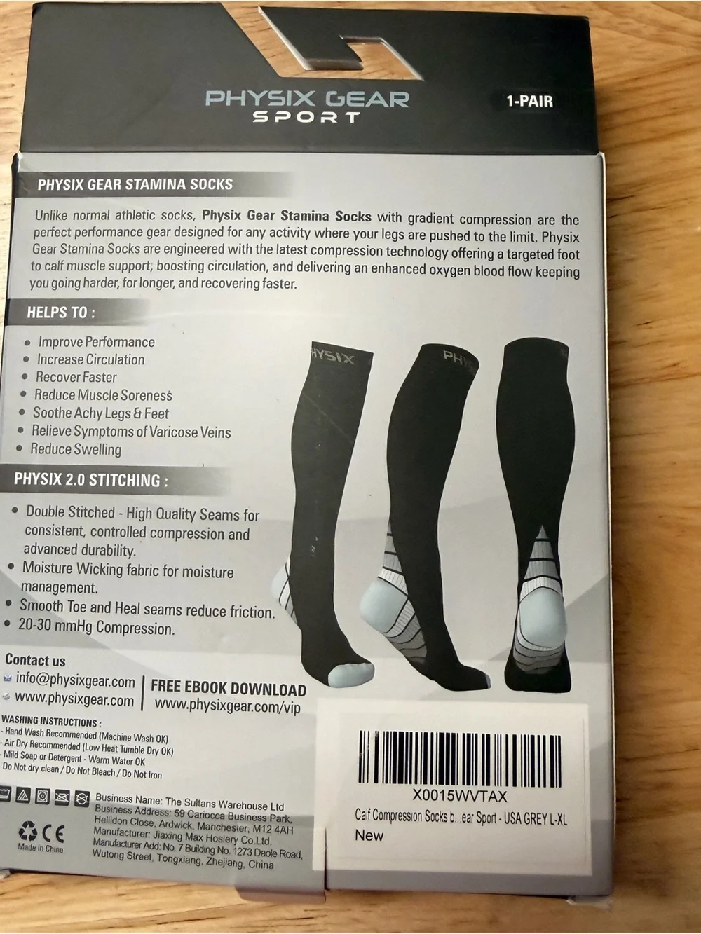 Stamina Black Graduated Compression Athletic Socks Size L/XL #405